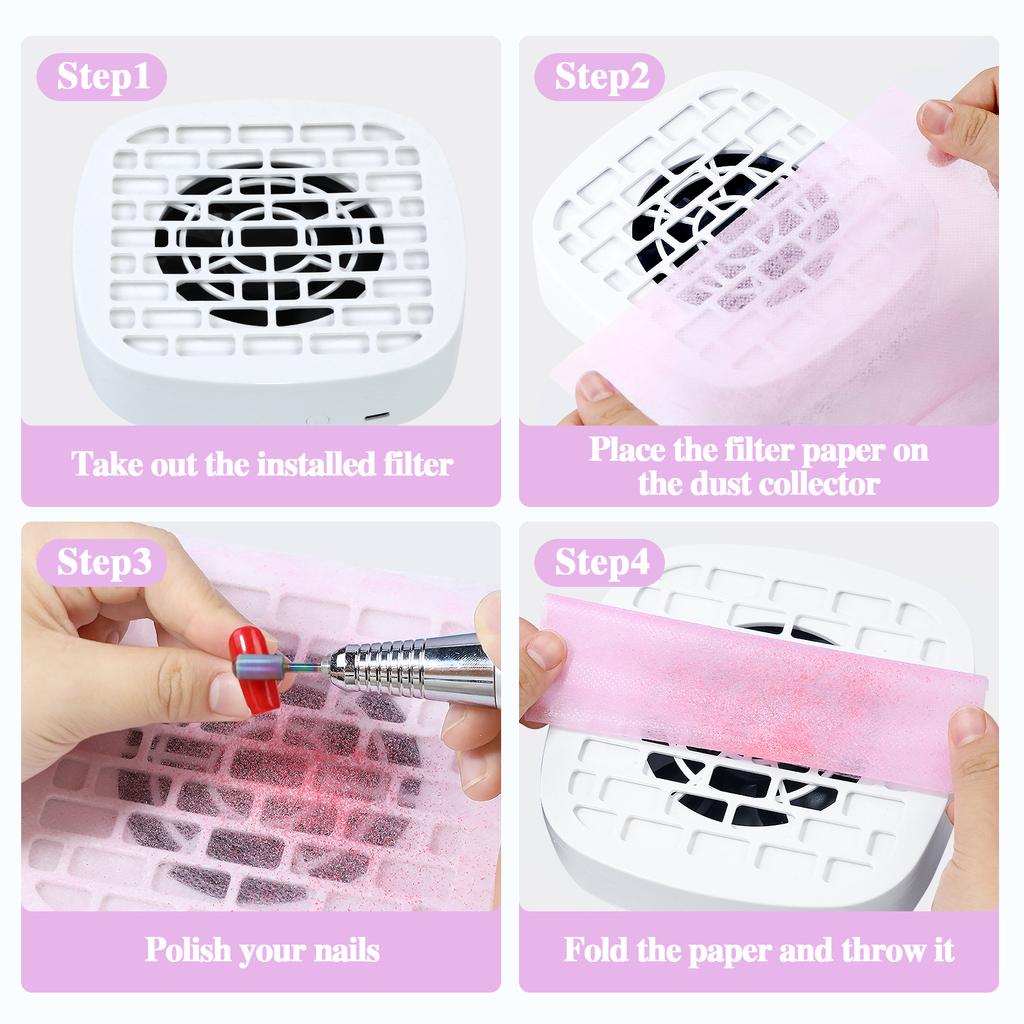 100pc Nail Vacuum Cleaner Filter Paper Filter 3Colors Non-Woven Fabric Dust Collector Replacement Portable For Nail Salon
