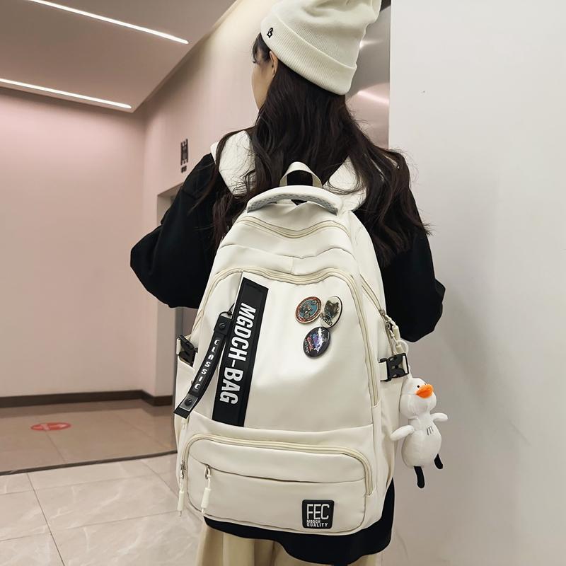 Female Large Capacity Backpack Letter Print College Style Student Waterproof Schoolbag Male Travel Backpack