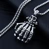 Mighty Ghost Claw Necklace Vintage Titanium Alloy Men's Punk Hand Bone Necklace