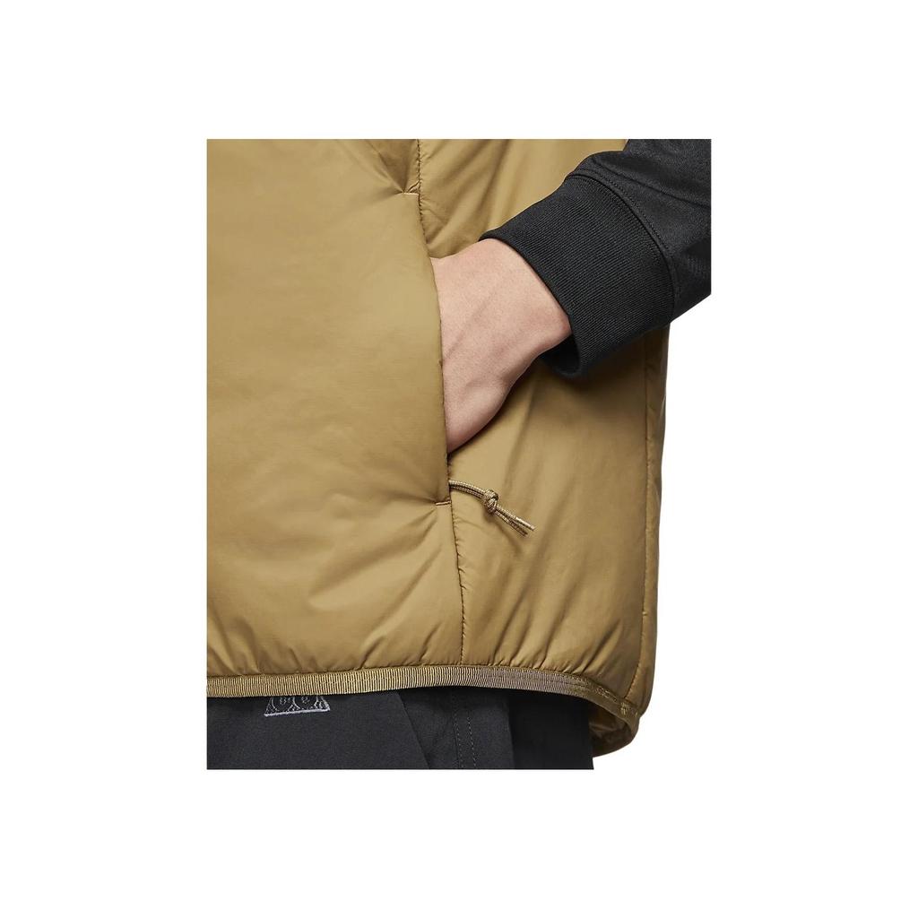 Nike Solid Color Logo Print Stand Collar Zipper Sleeveless Vest Men Vest Light-Brown CV0685-216