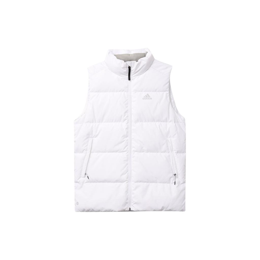 Adidas Solid Color Zip-Up Stand Collar Printed Logo Down Vest Men Outerwear White HN4406