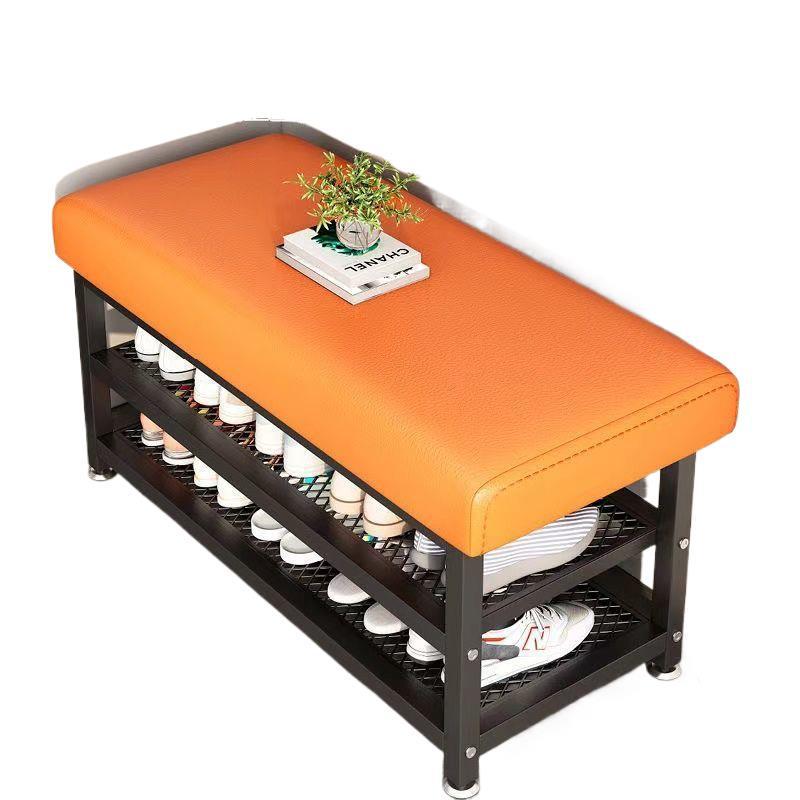 Wrought Iron Shoe Rack with Seating for Entryway