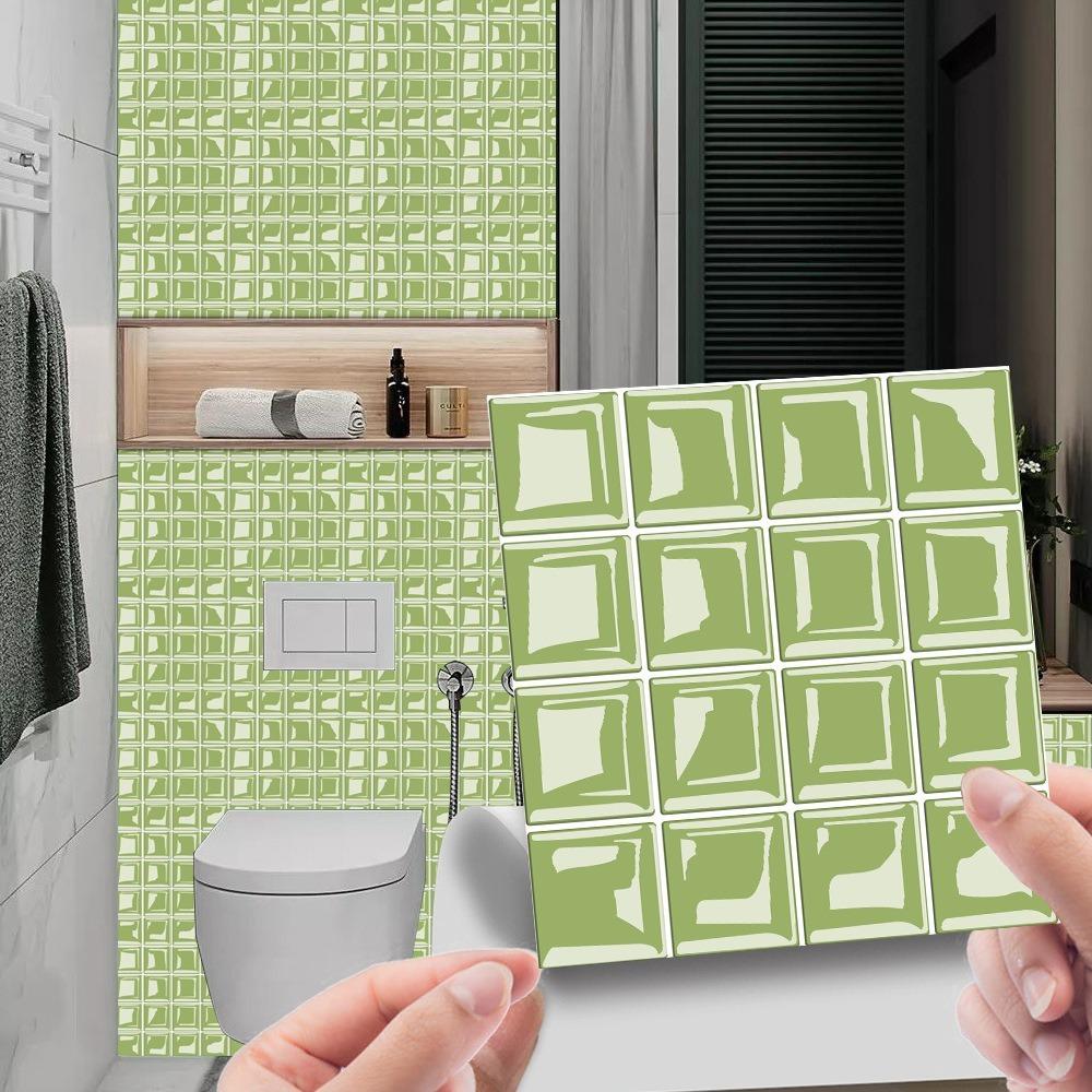 10pcs 3D Self Adhesive Wallpaper Waterproof Wall Decals Retro Crystal Tile Wall Sticker  Bathroom