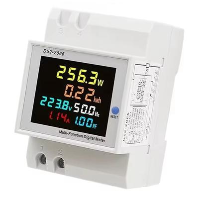A96I-D52-2066 Electricity Usage Monitor Din Rail Energy Meter 100A Voltmeter Ammeter Watt Kwh Frequency Power Meter