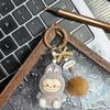Three-dimensional Flocking Keychain Soft Glue Cute Baby Walking Bag Mobile Phone Pendant Cute Pendant