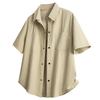 Men's Loose-fitting Short-sleeved T-shirt Tops Half-sleeved Lapel Cardigan Short-sleeved Shirt