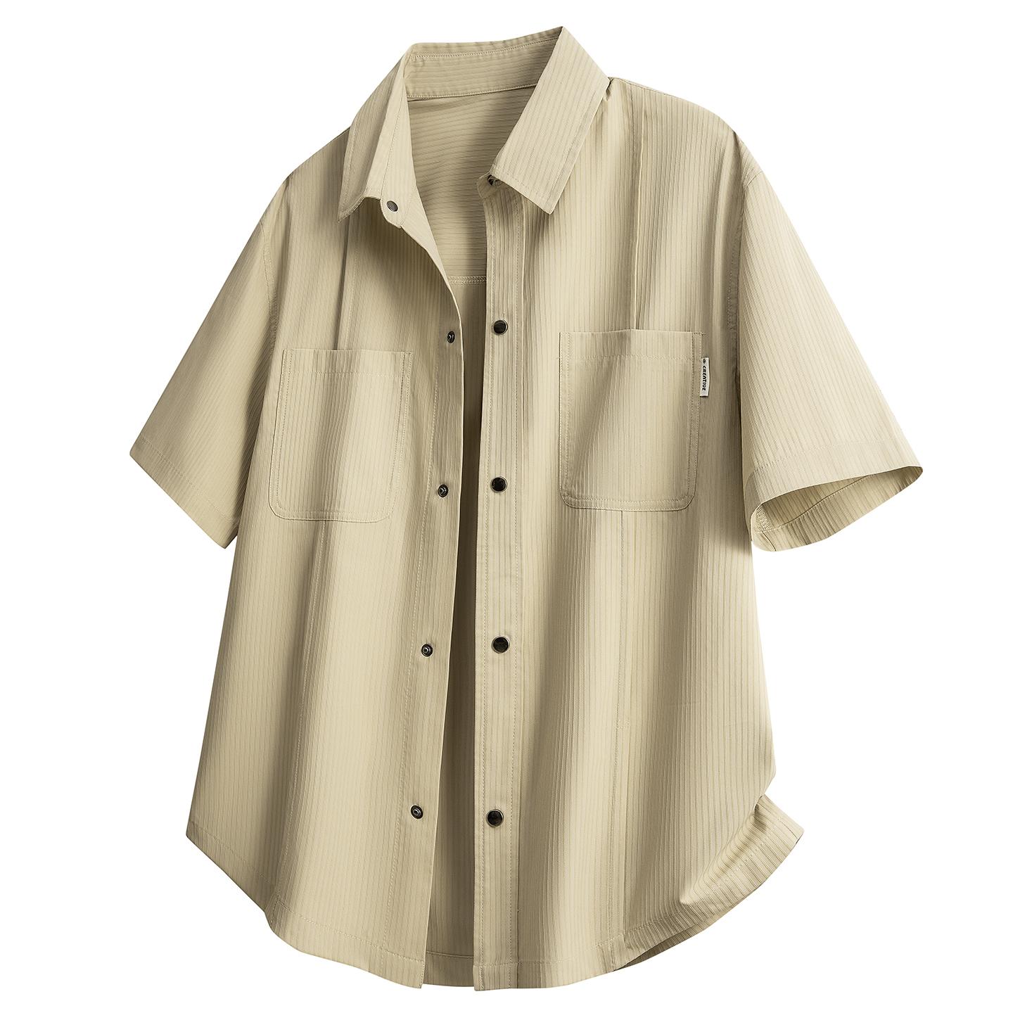 

Men s loose-fitting short-sleeved T-shirt tops half-sleeved lapel cardigan short-sleeved shirt XL хакі