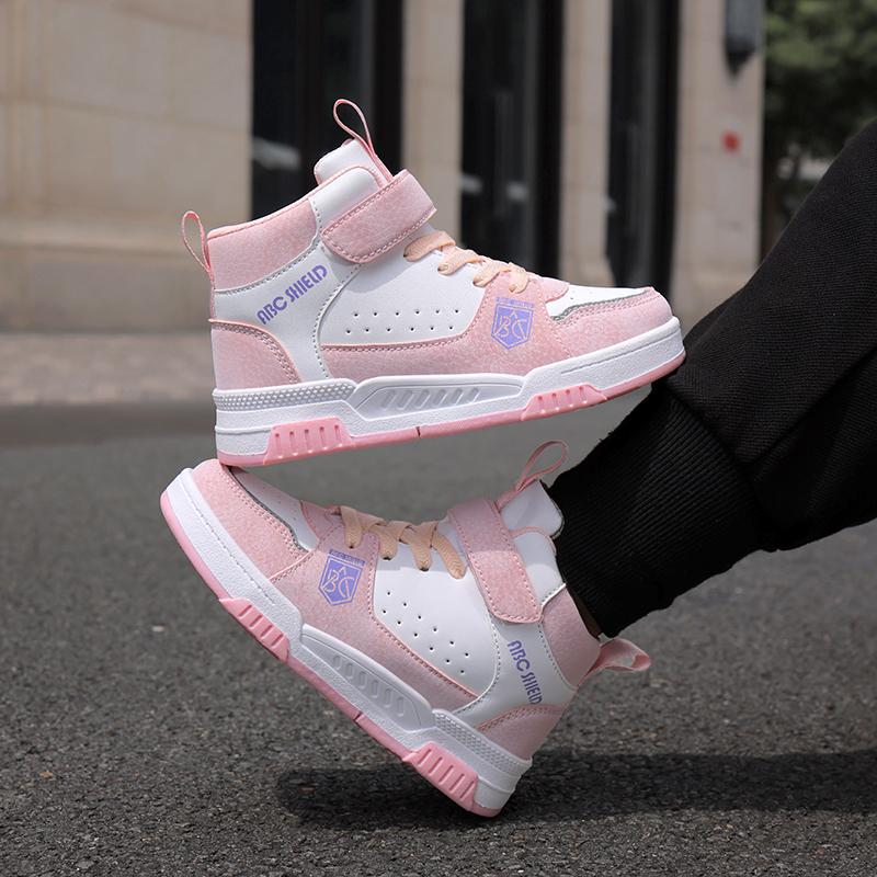 Moteable og praktiske borrelåssko med tykk såle og høy ankel for barn, utendørs fritidssportssko 28-39