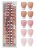 Manicure Wearable Nails Pink Nails Solid Color Strokes Frosted Almond Nails Temperament Light Luxury Fake Nails