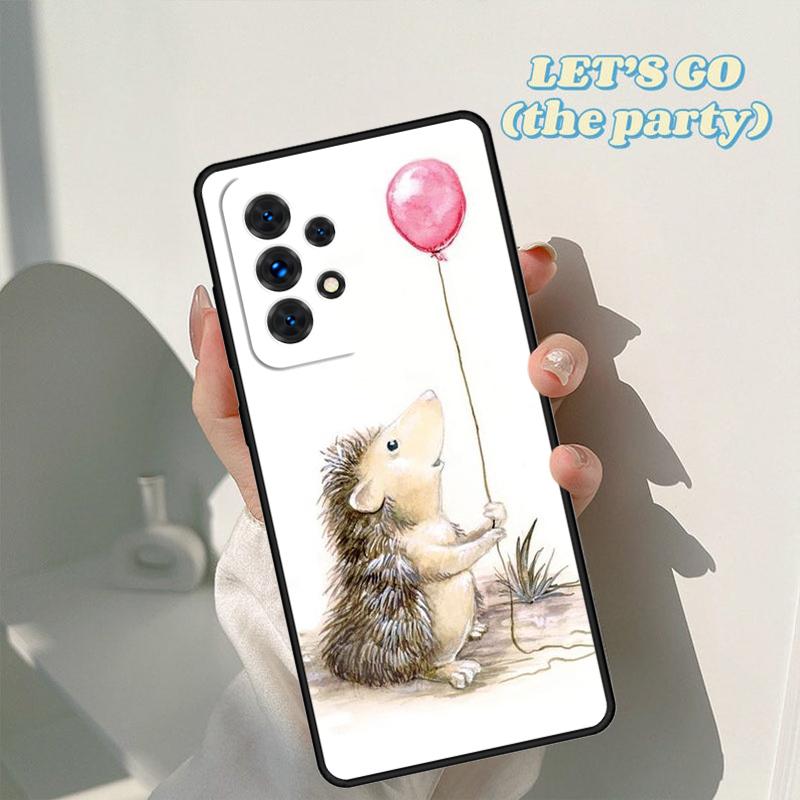 Hedgehog and Balloon Phone Case For Samsung Galaxy A42 A31 A40 A51 A71 A32 A80 A91 A52 A72 A73 A20e A21S A50 A70 A11 A12 Cover