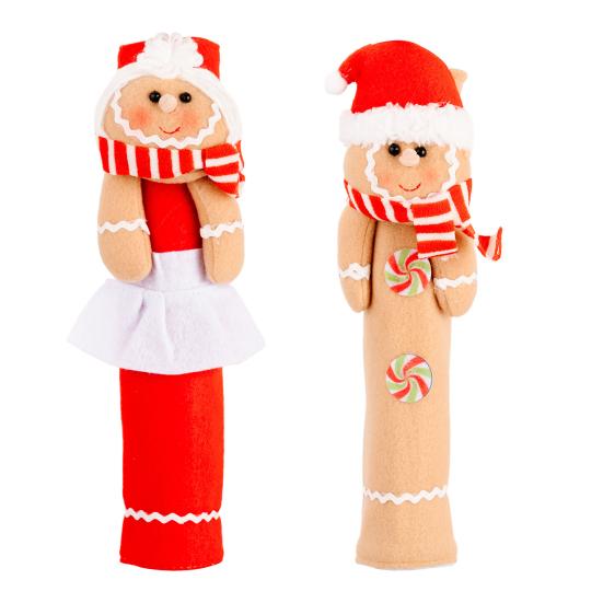 Yousheng 1 Pair Christmas Refrigerator Handle Covers Cookie Man Design Fabric Cloth Kitchen Appliance Handle Sleeves