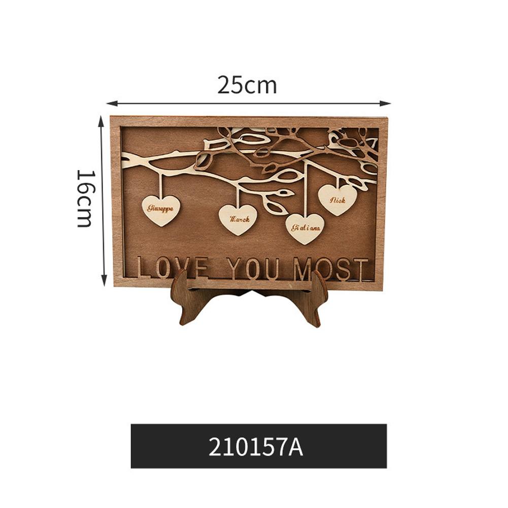 Family Sign Ornament Carved Wooden Sign Christmas Gift For Living Room Desktop Decoration