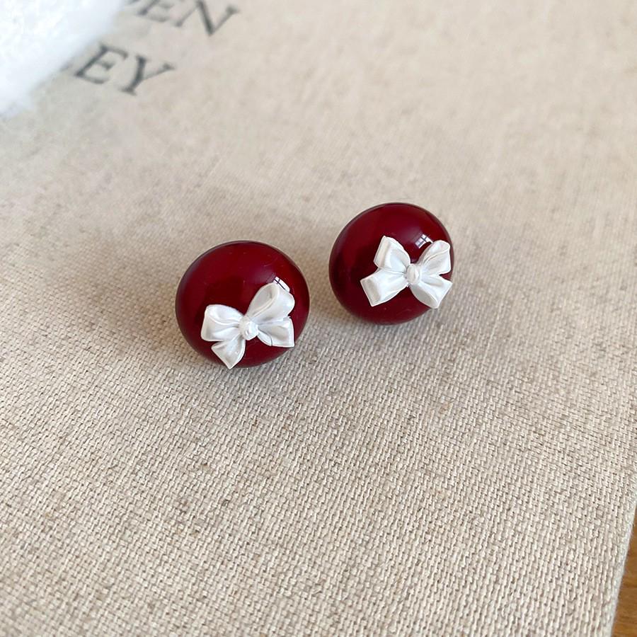 Silberne Nadel Tropfenöl Rote Perlen Ohrstecker - Eleganter & Vielseitiger Schmuck für Damen