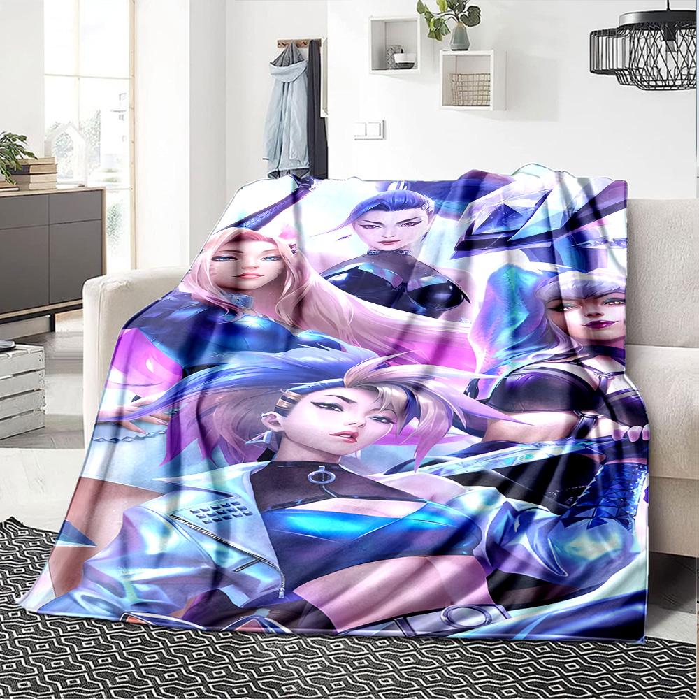 1pc Blanket - LOL-KDA kaisa ahri akali Print Design,Lightweight Blanket for Sofa,Bed- Soft &Warm,Gift for All Seasons