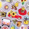 Cartoon Flower Embroidery Patch Iron On Patches For Clothing Thermoadhesive Patches For Clothes Bee Sunflower Embroidery Patch