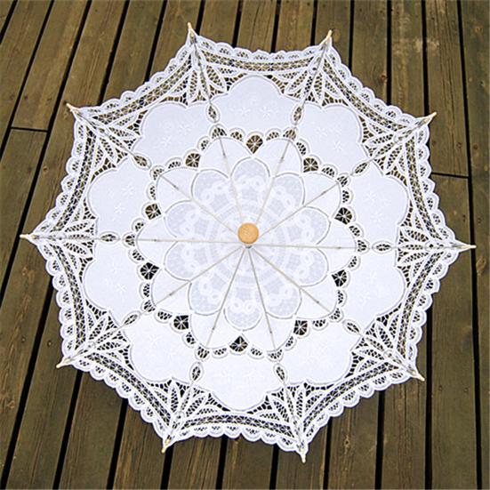 Exquisite Umbrella Multi-use Cotton Lace Flower Pattern Visual Effect Sunshade for Photography