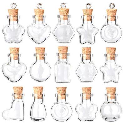 Mini Special-Shaped Glass Wishing Bottle Pendant with Cork for DIY