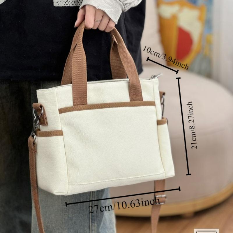 Women's Canvas Tote Bag Multi-Functial Large Capacity Crossbody Bag Student Casual Commuter Handbag Designer Bag