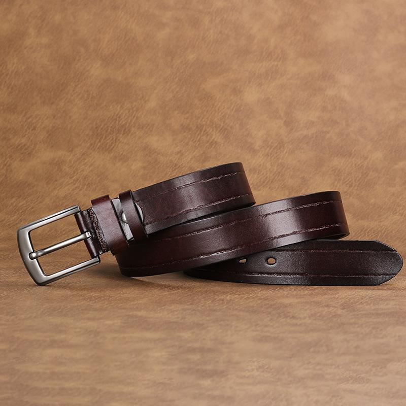 Men'S Belt First Layer Cowhide Retro Pin Buckle Belt Fashion Jeans Simple And Versatile Trendy