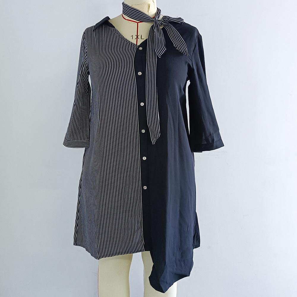 Spring and Autumn Women's Dress Large Size Splicing Irregular Dress Thin Dress