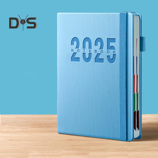 2025 Schedule Planner One Year Organization Monthly Weekly Pages Notebook with Elastic Rope Imitation Leather Cover Planner