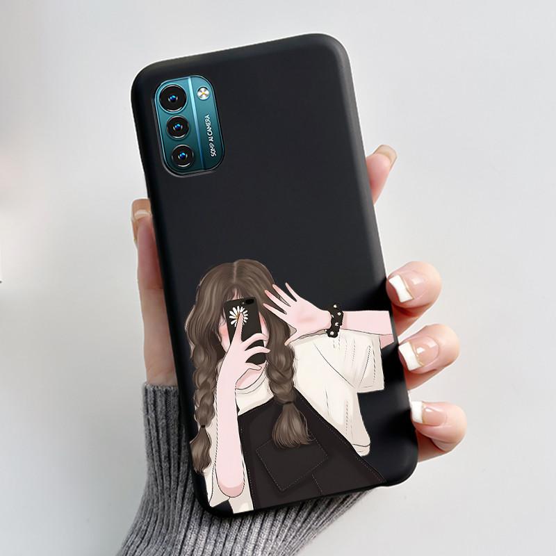 For Nokia G21 G11 Plus Case Cute Love Rabbit Cartoon Black TPU Silicone Soft Cover For NokiaG21 G 11 G11Plus Bumper Phone Case