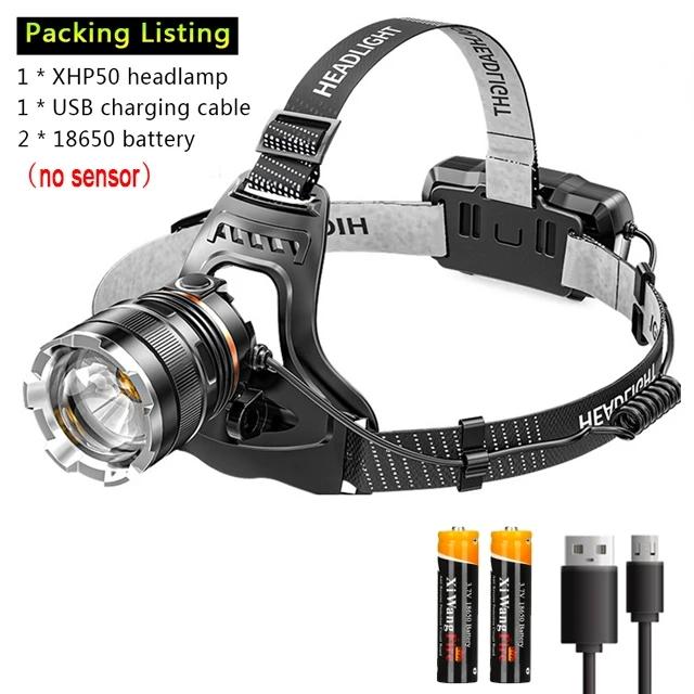 9000LM Zoom Headlamp Super Bright XHP50 Sensor LED Head Torch Usb Rechargeable Outdoor Camping Searching Headlight Flashlight