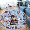 Black Clover Round Area Rug Carpet Rug For Living Room Bedroom Sofa Playroom Decor Nonslip Floor Mat
