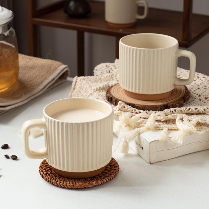 Souvenir Ins Macaron Simple Striped Ceramic Cup Creative Stacked Cup Household Coffee Cup