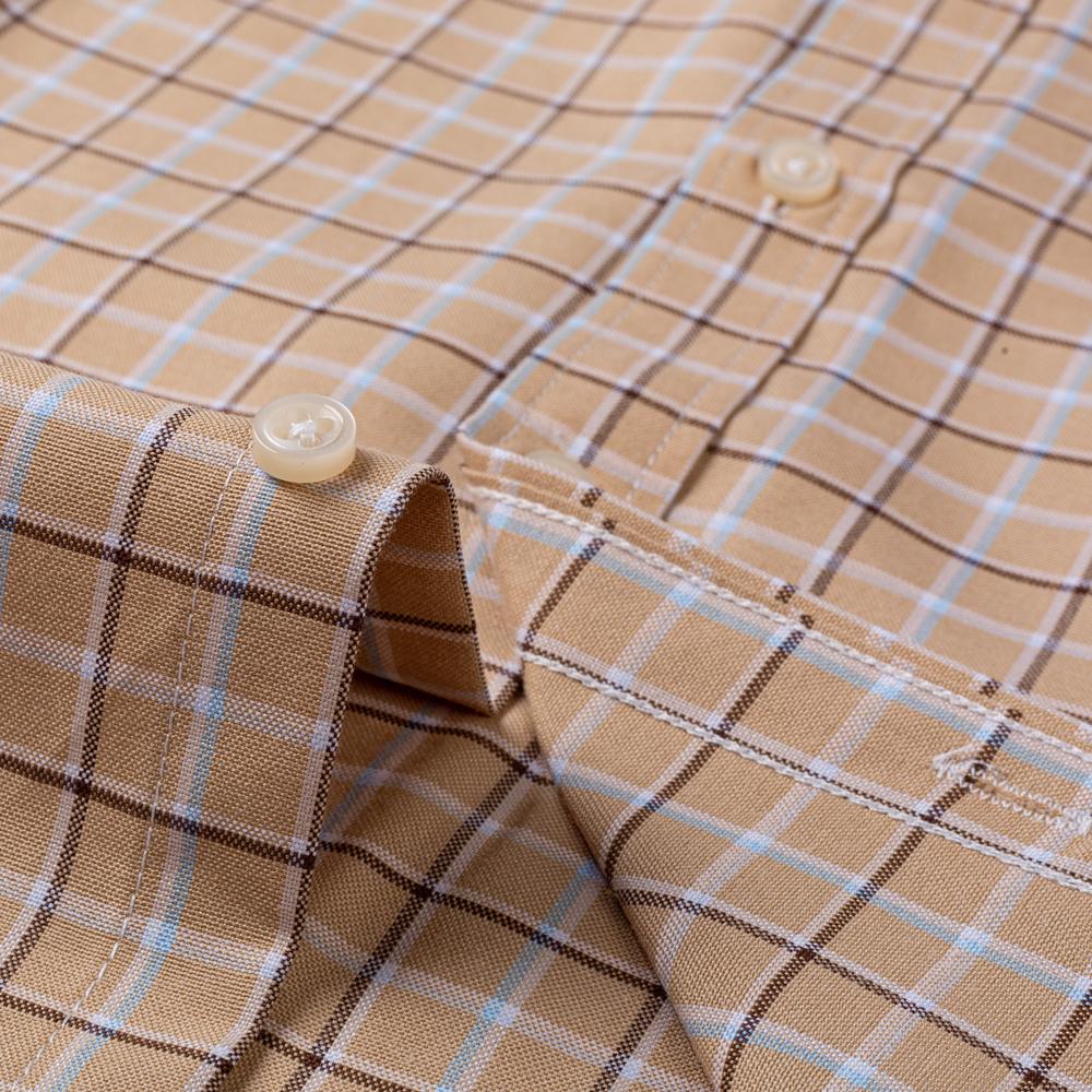 Pánská jarní letní košile s krátkým rukávem ze 100% bavlny Oxford s kapsou, kostkovaná, ležérní, lehká, prodyšná, odolná, ginghamové košile