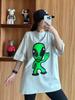 Summer New Trendy Brand Alien Smiley Face Printing Loose Short-sleeved T-shirt Men and Women Casual Versatile Plus Szie T-shirt