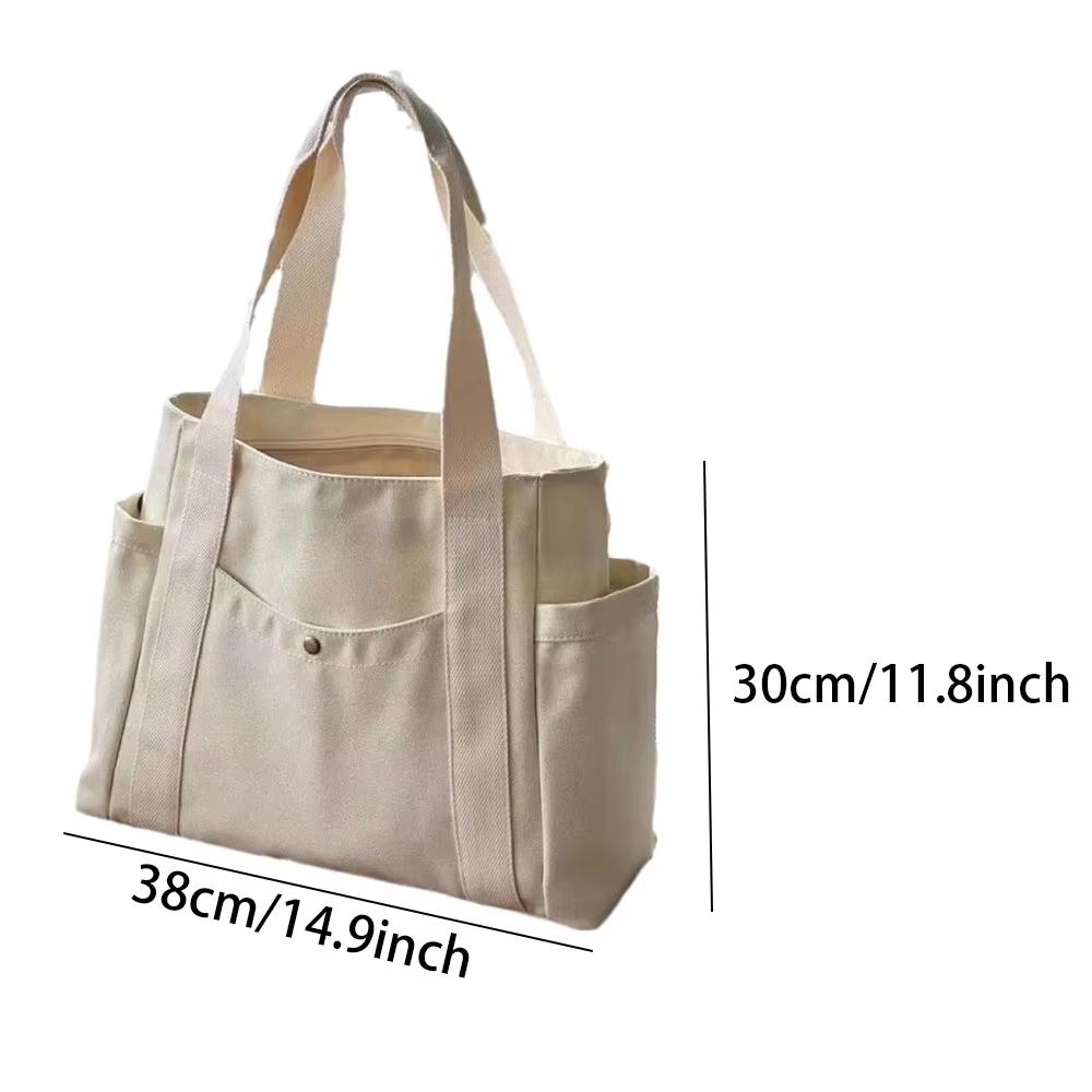 Large‑Capacity Canvas Tote Bag, College Style Student Shoulder Bag, Reusable Shopping Handbag for Work Commute