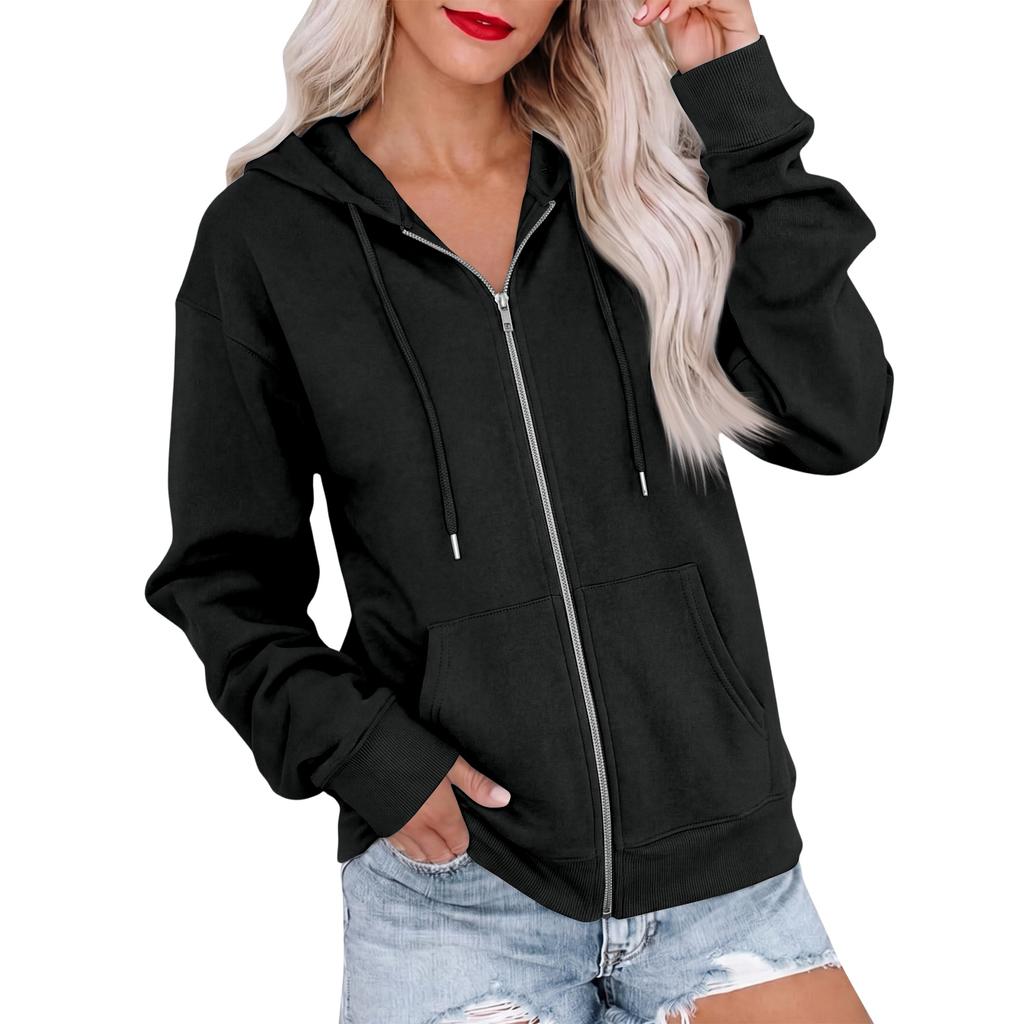 Felpa con cappuccio e maniche lunghe da donna, giacca felpa colorata per uso quotidiano casual