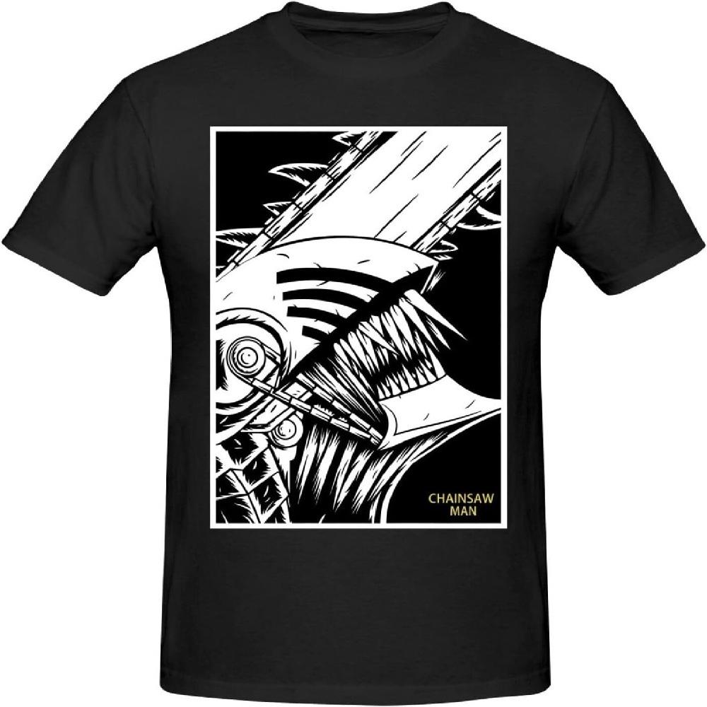 

Chainsaw Anime Man Shirt for Men s Graphic Tees Classic Crew Neck Short Sleeve Unisex Tops Black XXXXXL чорний