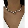 Liquid Lava Metal Texture Choker Necklace, Geometric Twisted Design, Suitable for Party, Gift, Daily Wear