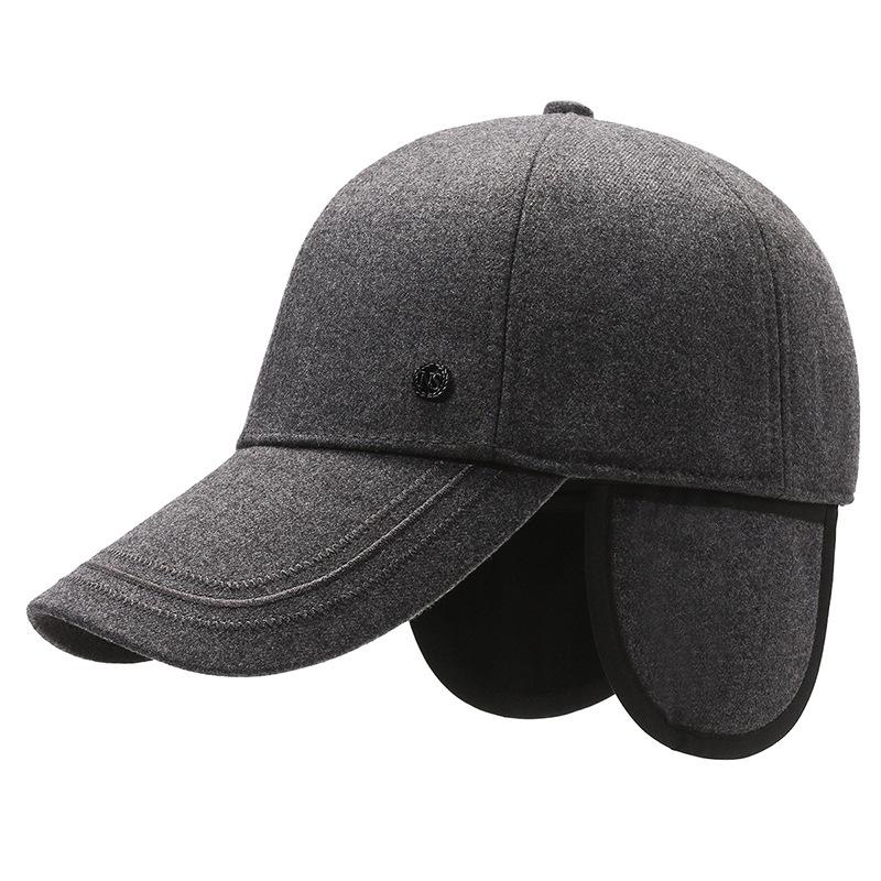 Middle-Aged And Elderly Peaked Cap Season Thickened Warm Hat Fashionable Outdoor Windproof Ear Protection Men'S Velvet Baseball Cap