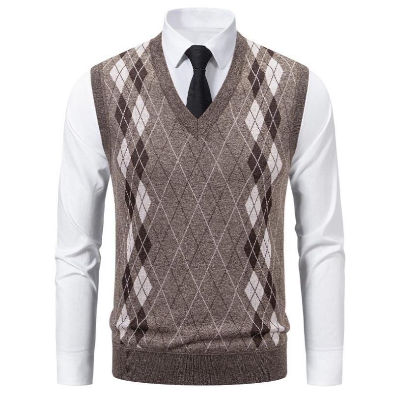 Men S V Neck Slim Fit Fleece Pullover Knit Vest