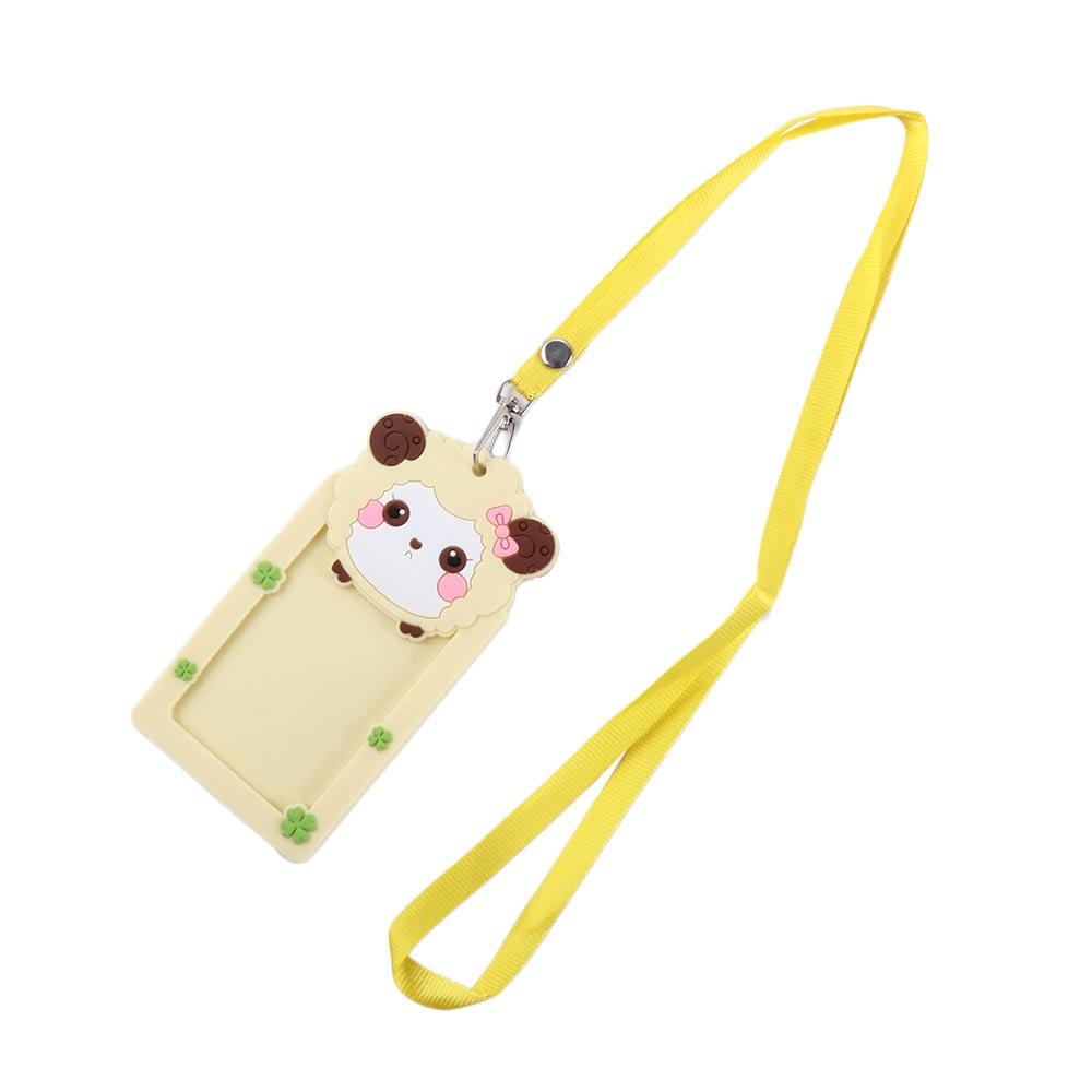 Cute Animal Bus Card School Office Supplies Work Card Protector Cover with Rope Silicone ID Badge Card Holder