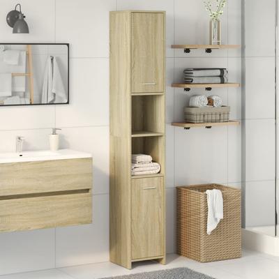 Bathroom Cabinet Sonoma Oak Finish 30 X 30 X 183.5 Cm Particleboard