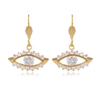 [R3475] - Gold Plated 'Eye of Fatma' Sleepers - 22x11 Mm