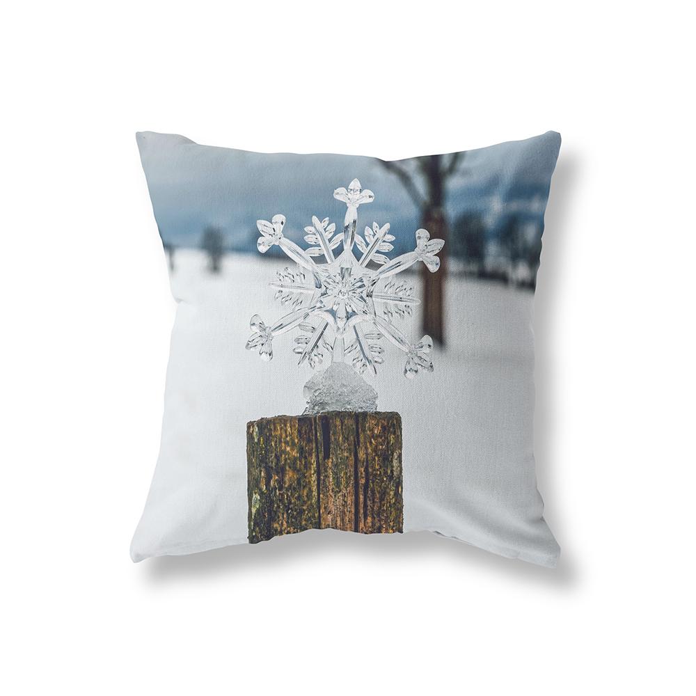 Merry Christmas Cute Snowman Print Pattern Polyester Cushion Cover Home Living Room Sofa Decoration Square Pillow Pillow Cover