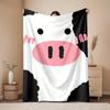 Cartoon Cow Print Flannel Blanket - for Bed, Sofa, Office, Travel, Gift, Decoration, Cozy and Warm, Christmas