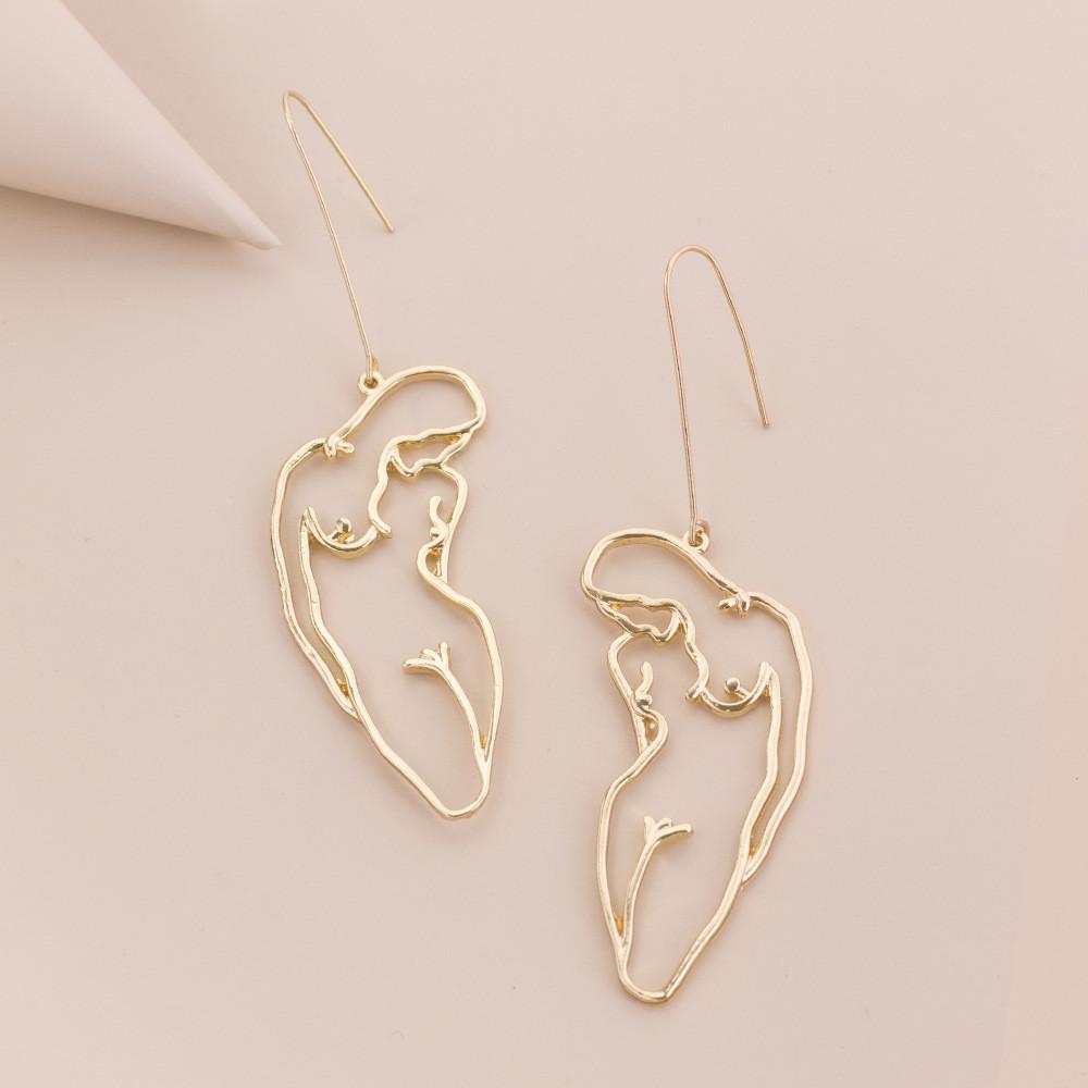 Fashionable Geometric Human Silhouette Earrings Simple Street Style Jewelry