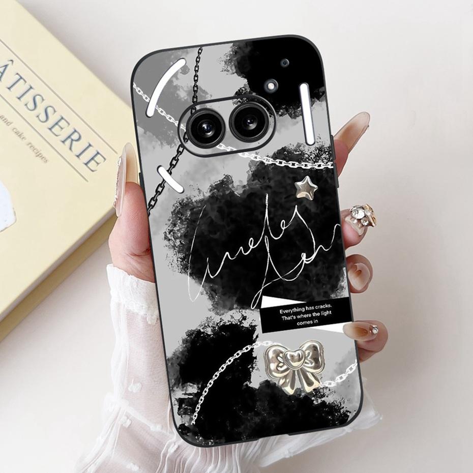 Fashion Painting Phone Case For Nothing Phone (2a) Plus Black Silicone Soft Cover For Nothing Phone 2 Phone2a Cases Bumpers