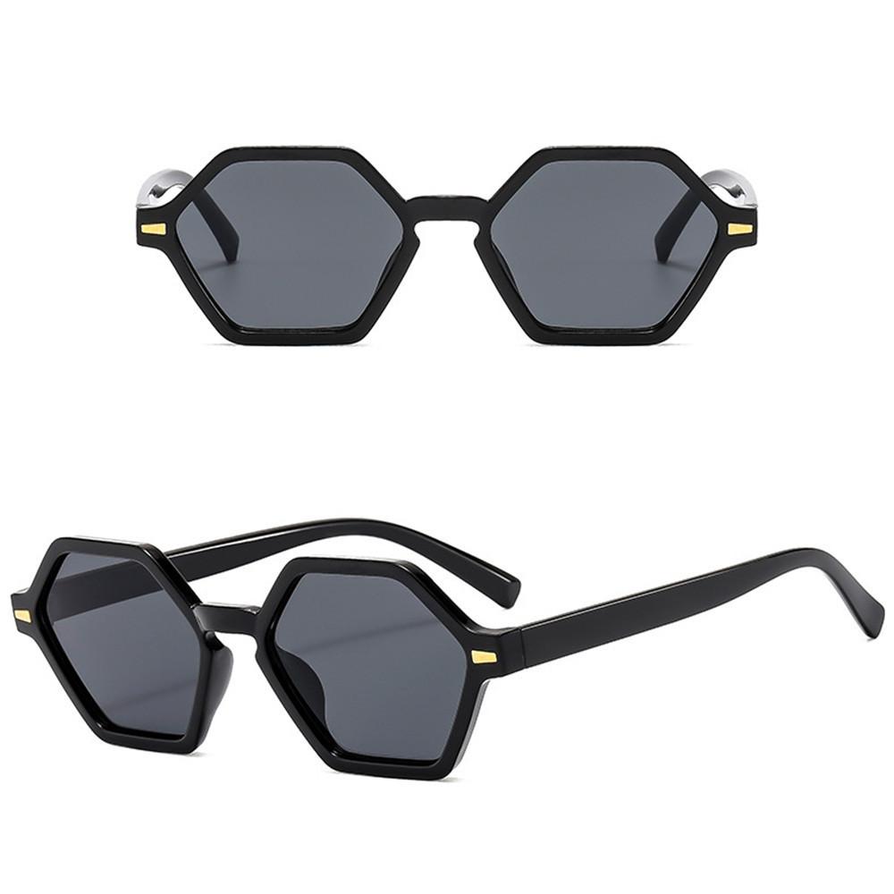 Trendy Hexagonal Small Frame Sunglasses Hip-Hop Style Uv400 Rivets Decoration Shades Sun Glasses For Women & Men