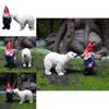 Dwarf And Arctic Bear Resin Figurine For Garden Micro Scene With Creative Design For Gift Giving