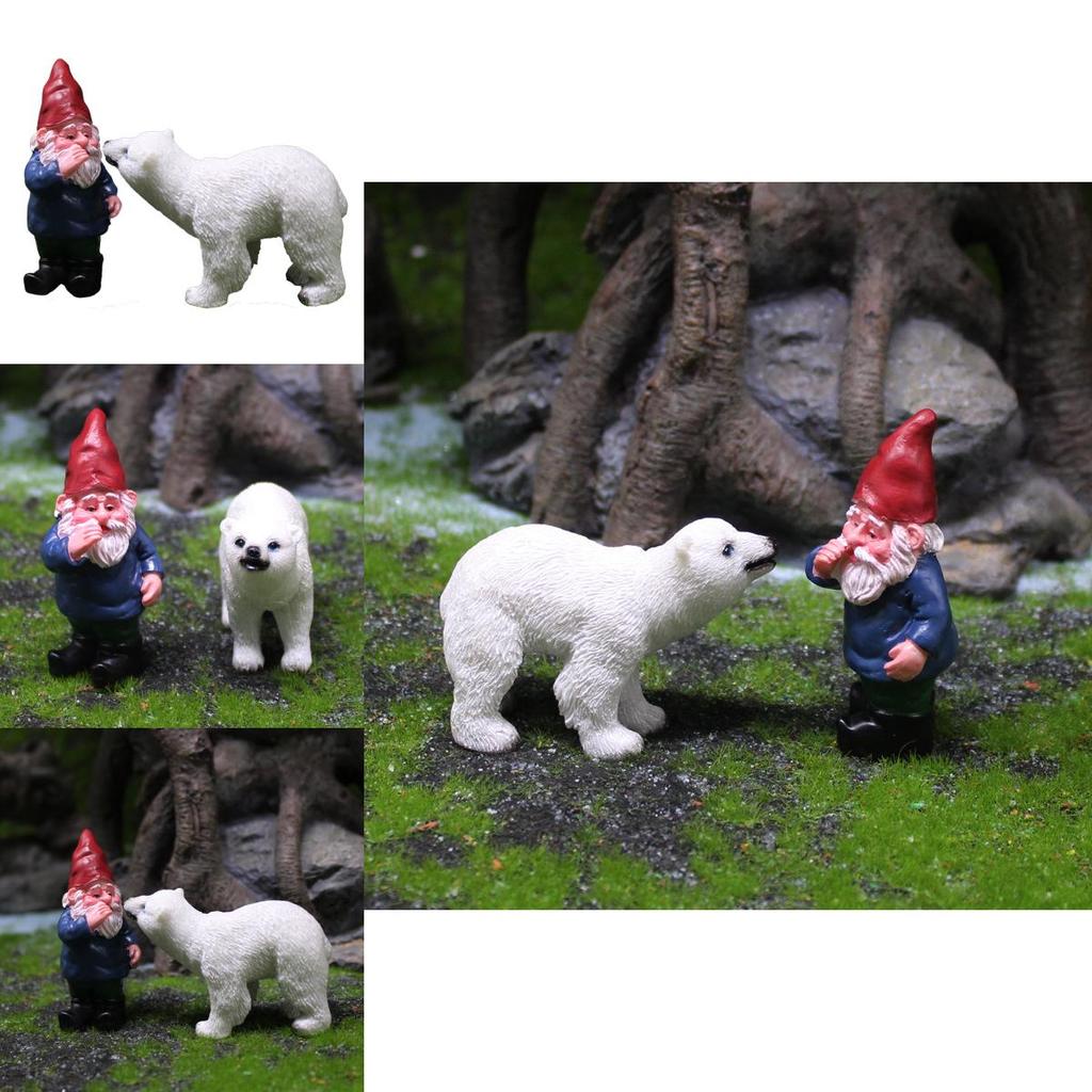 Dwarf And Arctic Bear Garden Micro Landscape Resin Decor With Creative Elements For Festive Events