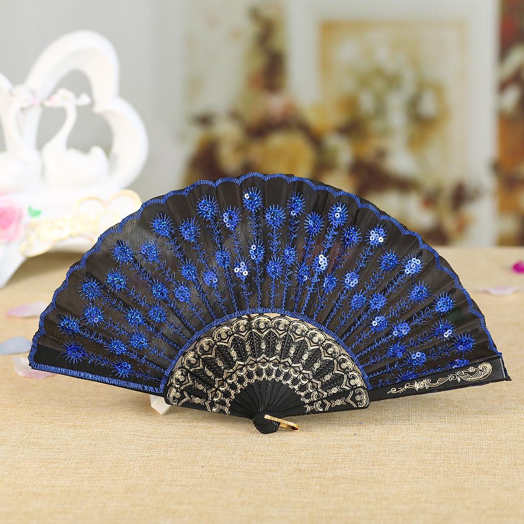 1PC Best Dance Wedding Party Lace Silk Folding Hand Held Flower Fan