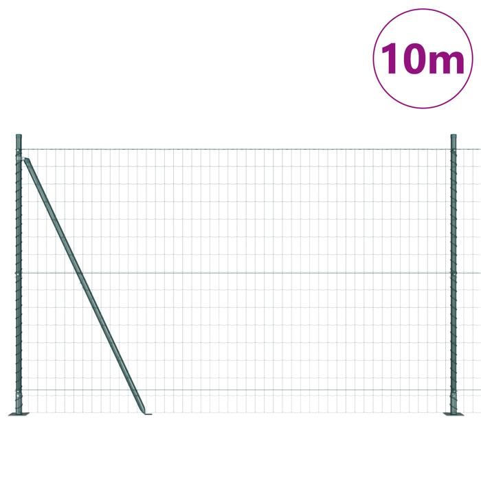 VidaXL Clôture Euro avec 7 poteaux 1.5x10 m Acier galvanisé 3350823