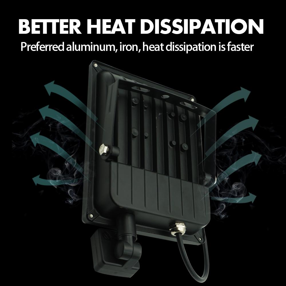 220V reflektor Led 10W 30W 50W reflektor światło przeciwpowodziowe wodoodporny Ip65 reflektor ogrodowy Pir czujnik ruchu ścienne oświetlenie zewnętrzne